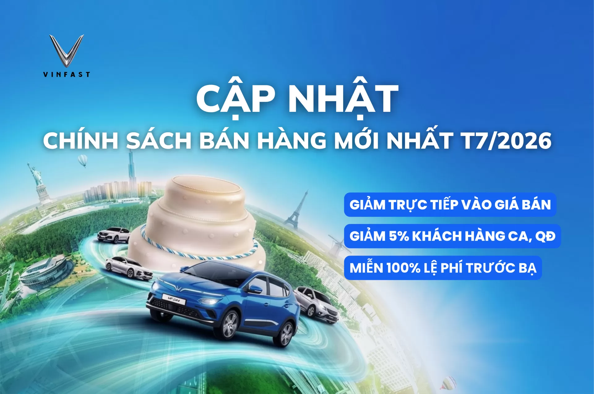 VINFAST CẬP NHẬT CHÍNH SÁCH BÁN HÀNG THÁNG 7/2026 – GIẢM TRỰC TIẾP VÀO GIÁ NIÊM YẾT, TỐI ƯU CHI PHÍ SỞ HỮU